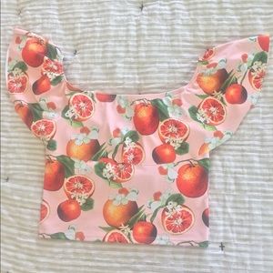 Kortni Jeane Small Grapefruit Ruffle Around Top